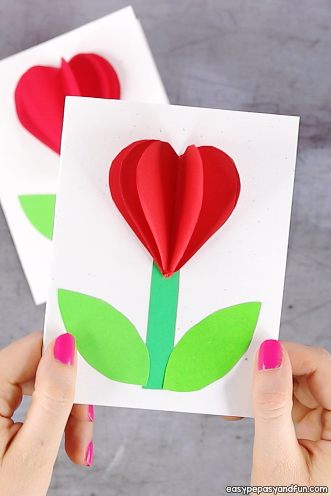 3D Heart Flower Card for Kids