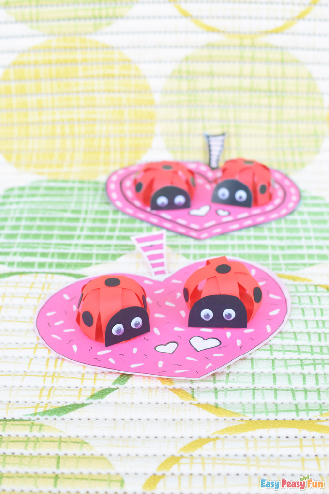 3D V-Day Paper Ladybug Craft