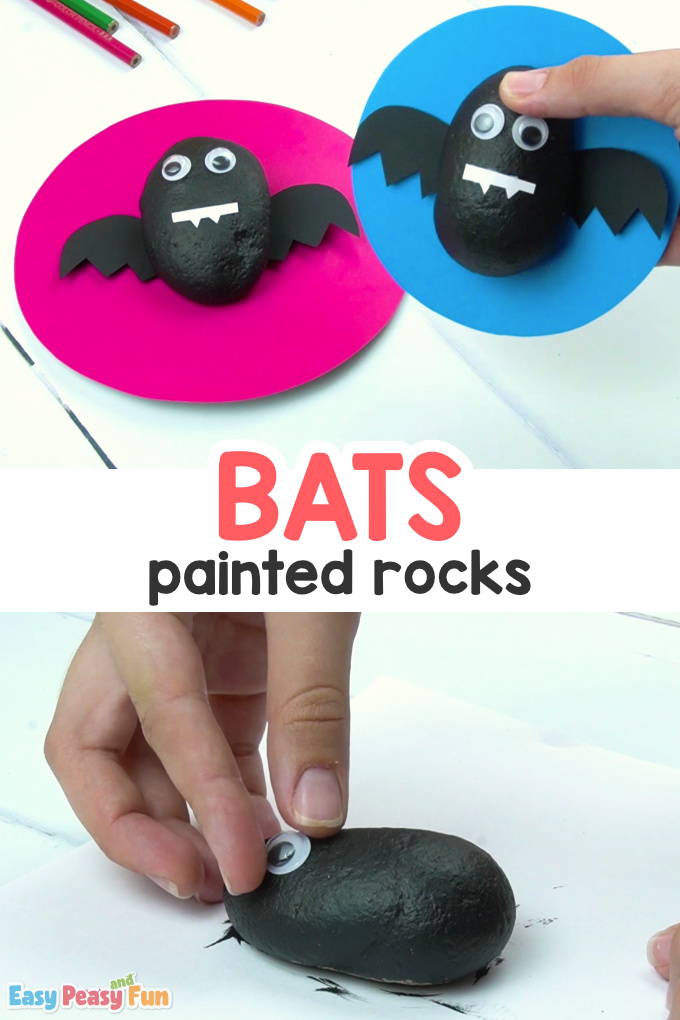 Bats Painted Rocks Craft