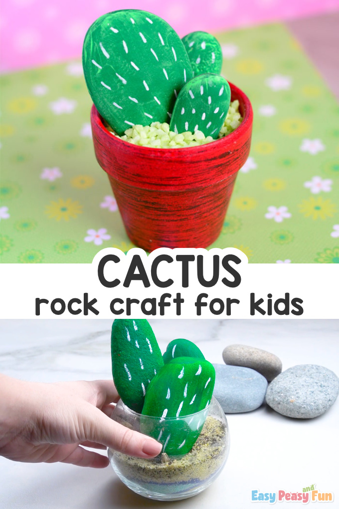 Cactus Rock Painting Craft for Kids