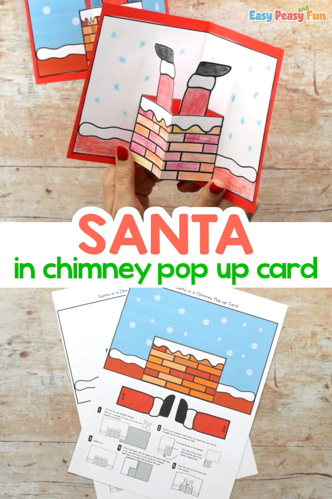 Christmas Santa in Chimney Pop Up Card Template