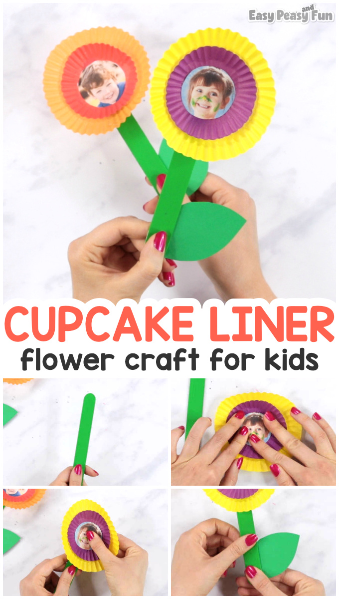 Cupcake Liner Flower Craft Idea - Mothers day crafts for kids