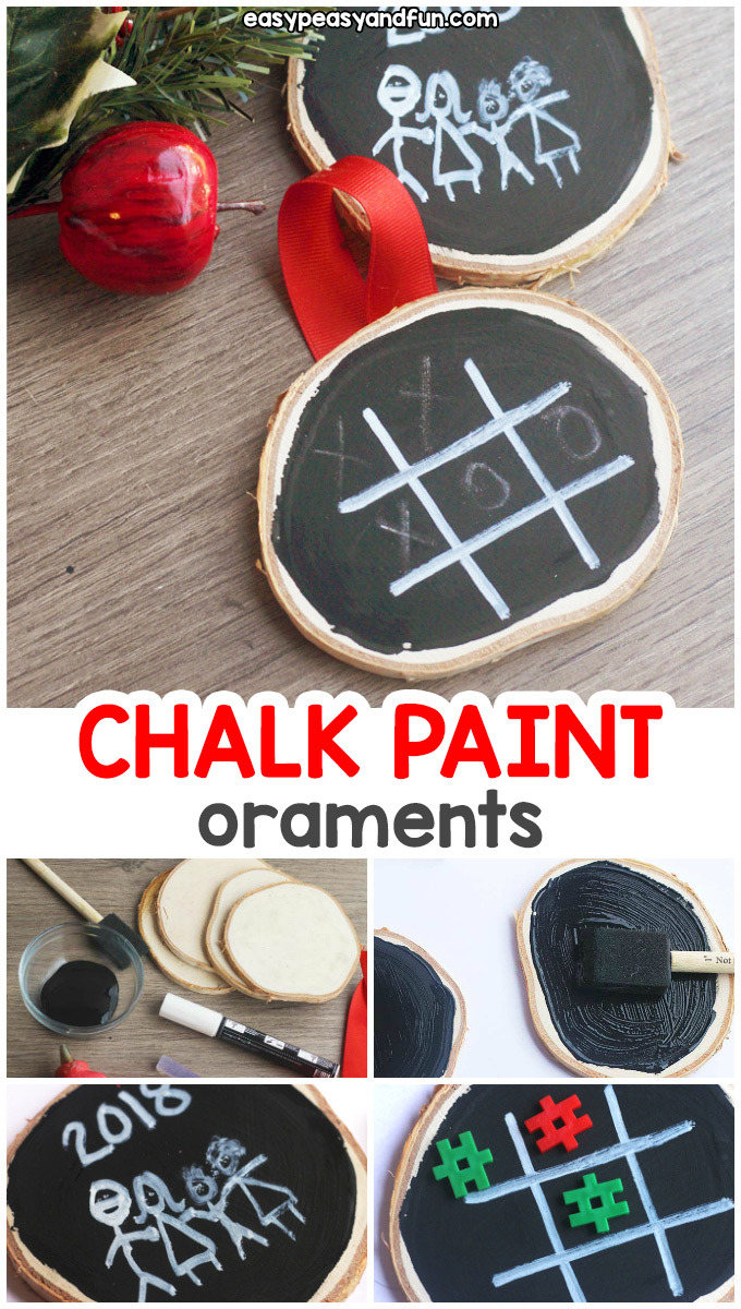 DIY Chalk Paint Ornaments - These easy Christmas craft for kids is a must make this year. Such an easy DIY ornament idea. #easypeasyandfun