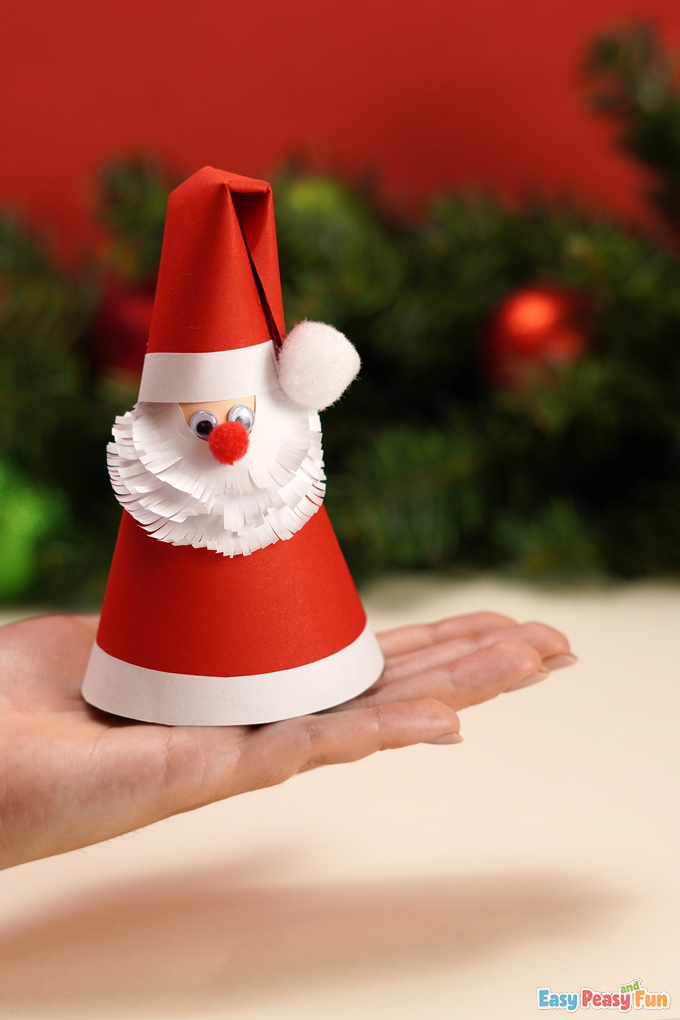 DIY Paper Cone Santa Claus Christmas Craft
