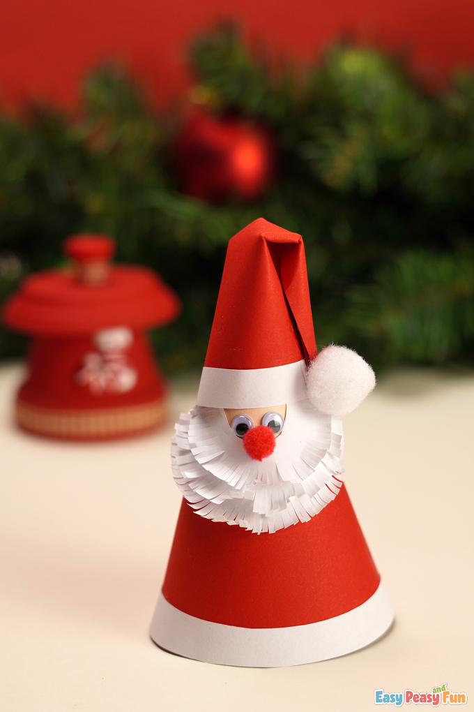 DIY Paper Cone Santa Claus Tutorial