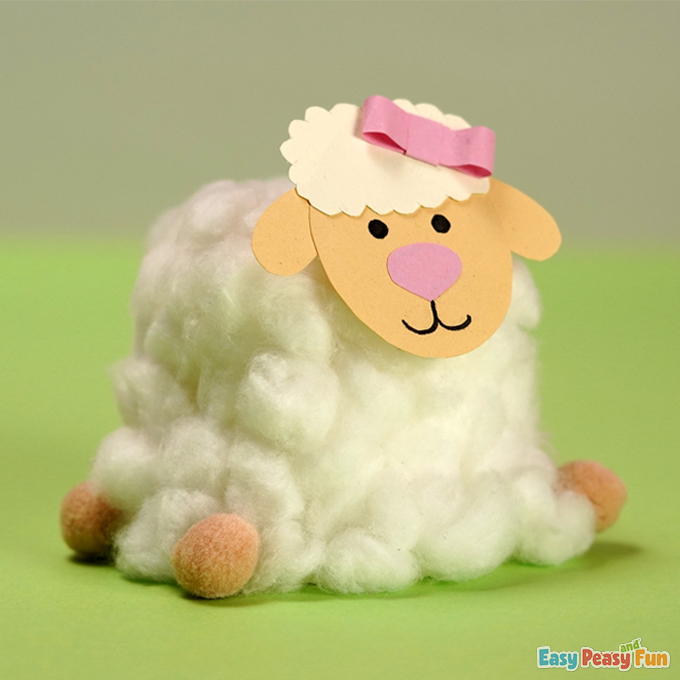 Easter Cotton Ball Sheep Craft
