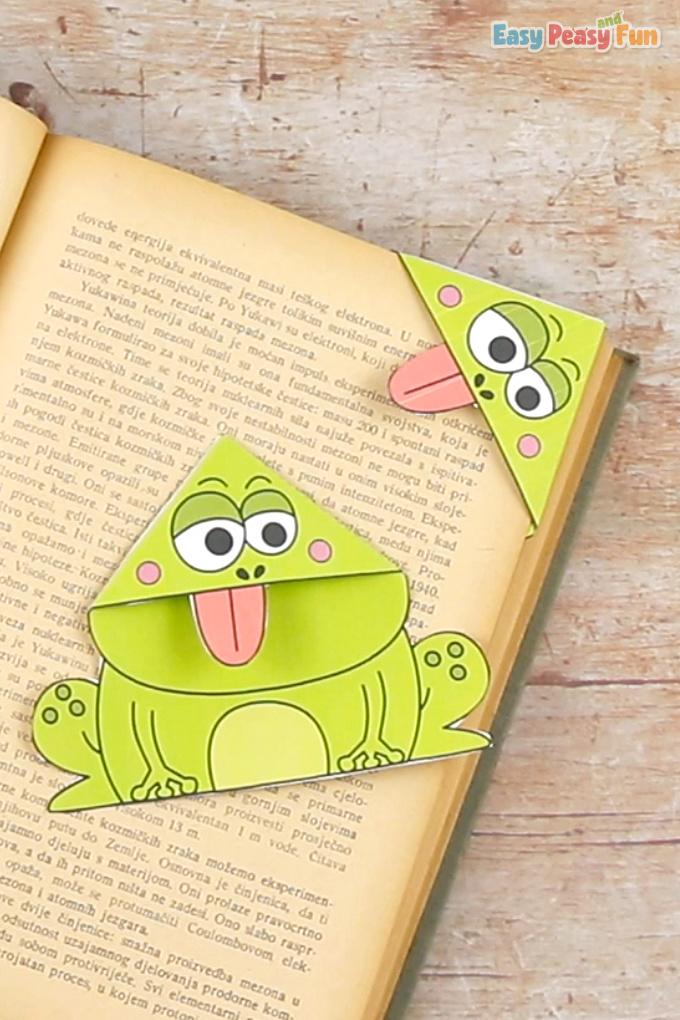 Frog Corner Bookmarks With Template