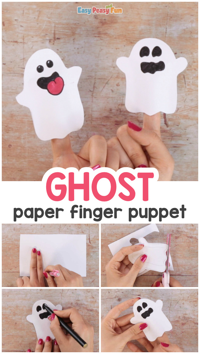 Ghost Paper Finger Puppet Craft for Kids
