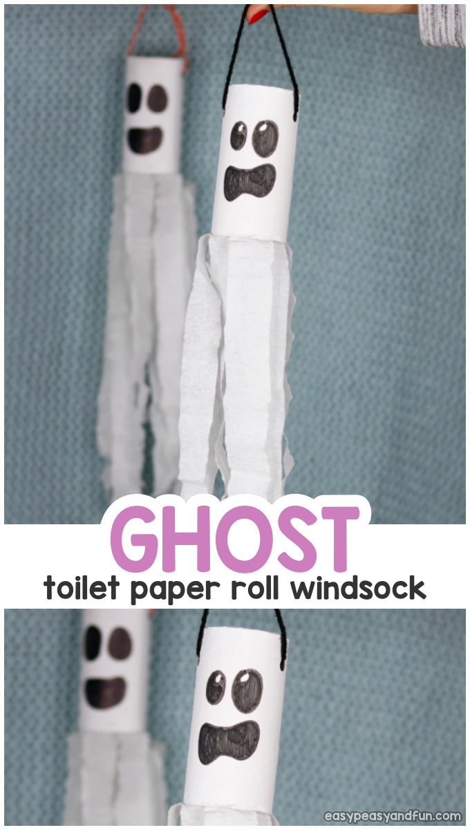 Ghost Windsock Toilet Paper Roll Craft Idea for Kids