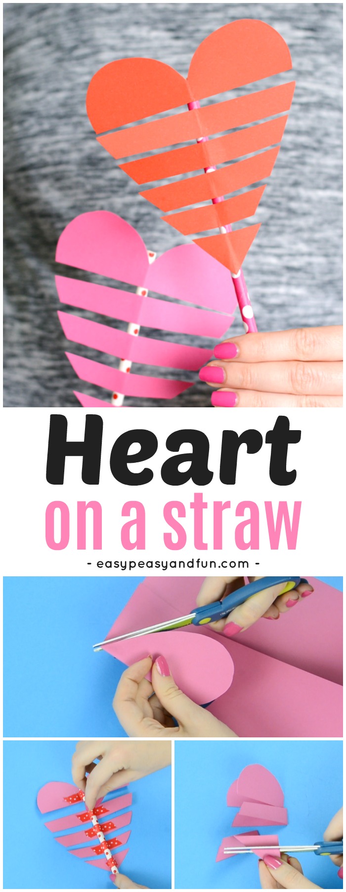 Heart On a Paper Straw Valentine's day Craft for Kids #Valentinesdaycraftsforkids #heartcrafts #papercraftsforkids