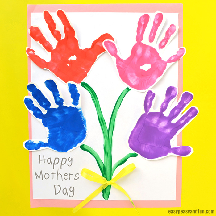 Mothers Day Handprint Art Flowers Boquet