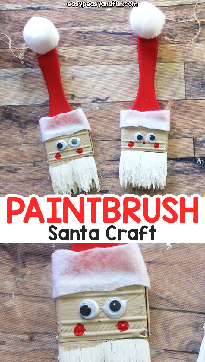 Paintbrush Santa Ornament - Fun recycled Christmas craft for kids or a DIY Christmas ornament to make