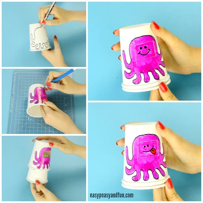 Paper Cup Octopus Emotions Craft