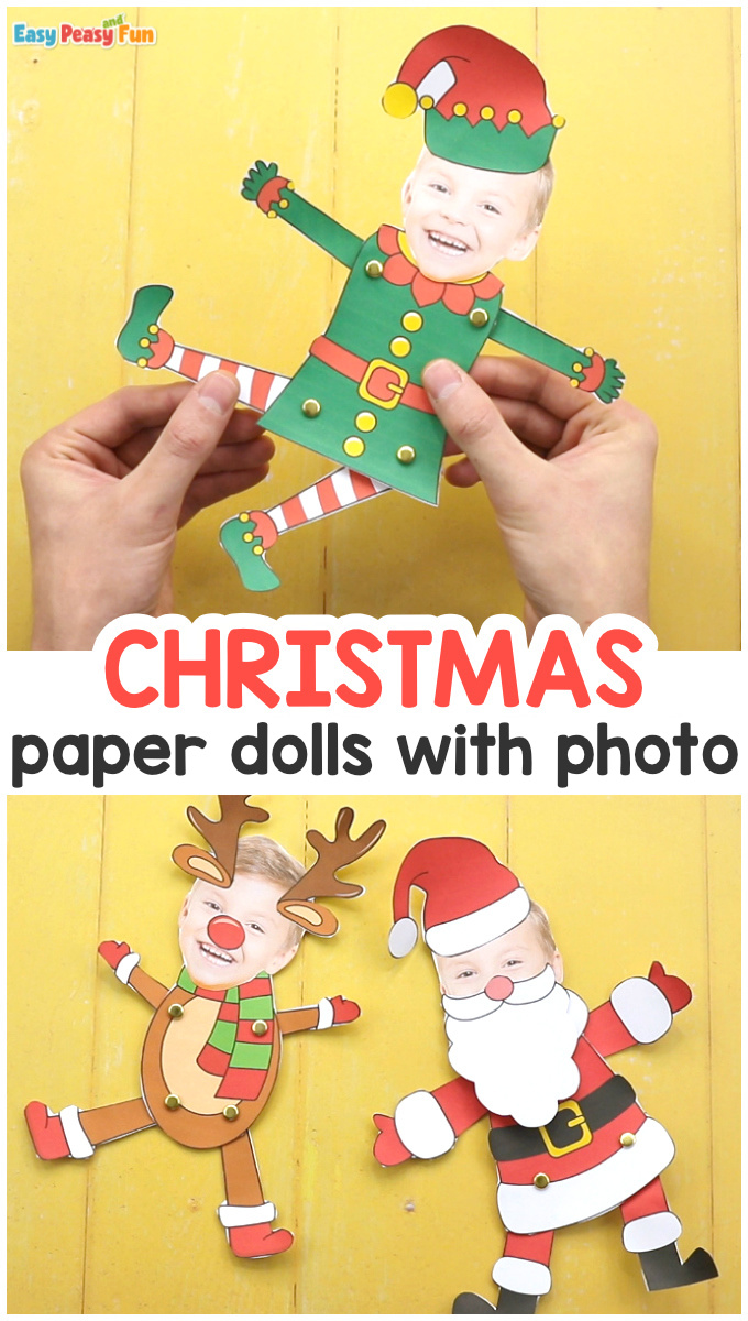 Paper Doll Christmas Photo Craft Idea for Kids