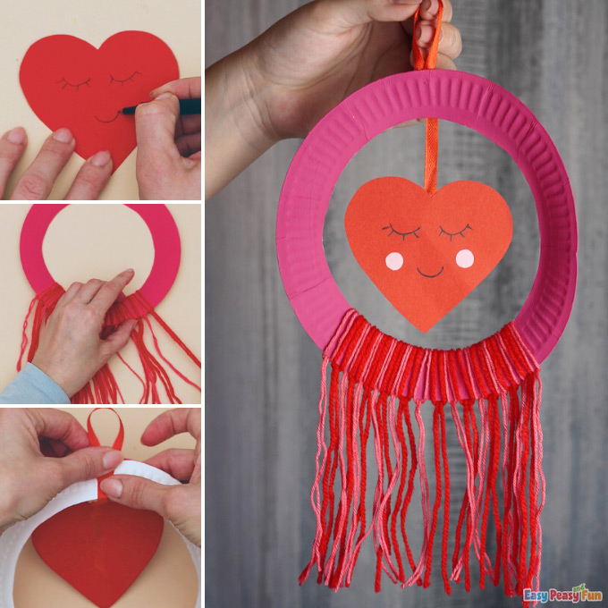 Paper Plate Valentines Day Wreath Idea
