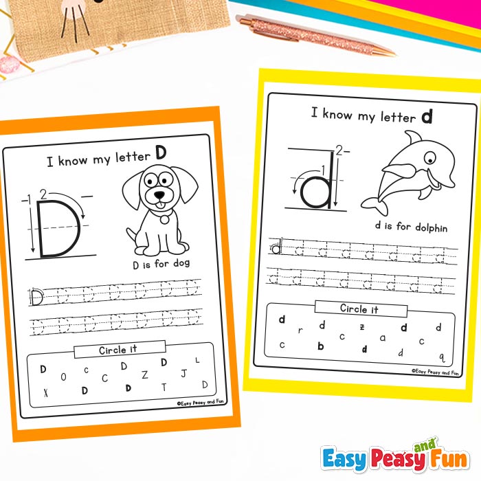 Practice Lower Case and Upper Case Letters Dd
