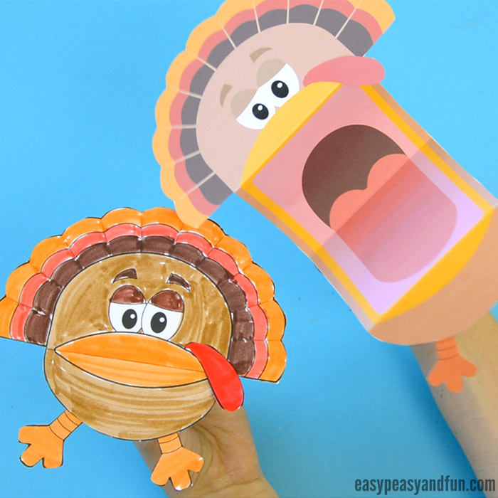 Printable Turkey Puppets Craft for Kids