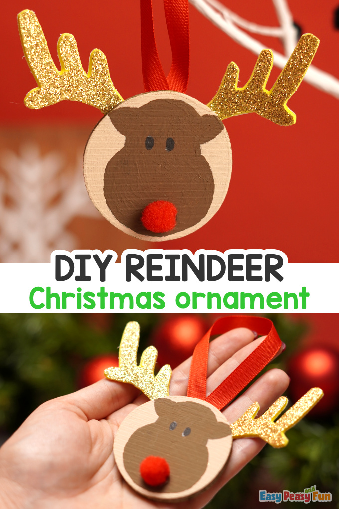 Reindeer Wooden Slice Christmas Ornament Idea