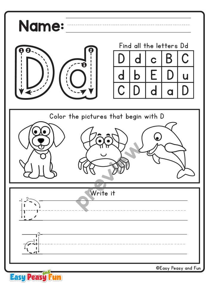 Review the Letter D Worksheets