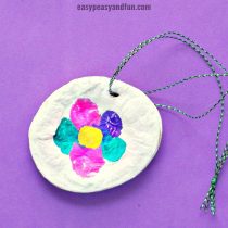 Fingerprint Flower Salt Dough Necklace Craft Idea for Mother’s Day