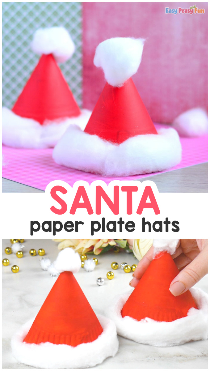 Santa Hats Paper Plate Christmas Craft for Kids