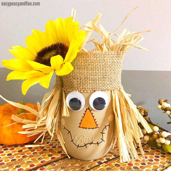 Scarecrow Mason Jar Craft for Kids