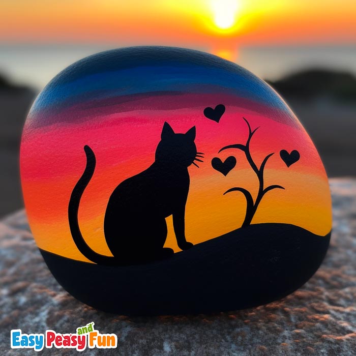 Silhouette rock painting ideas