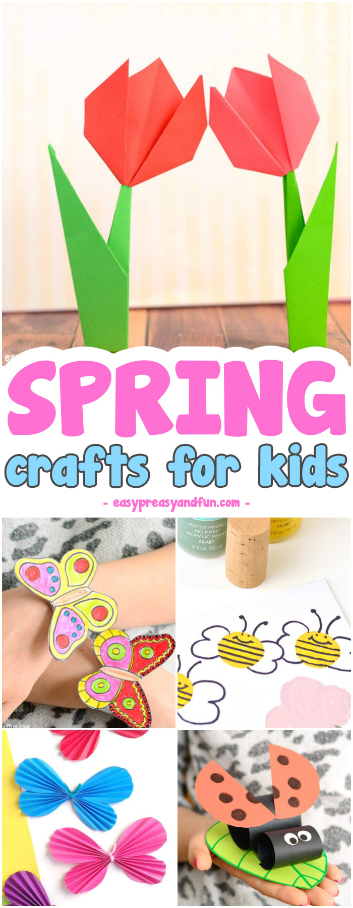 Super fun Spring Crafts for Kids. Fun craft ideas and crafts with printable templates. #craftsforkids #activitiesforkids #springcraftsforkids 