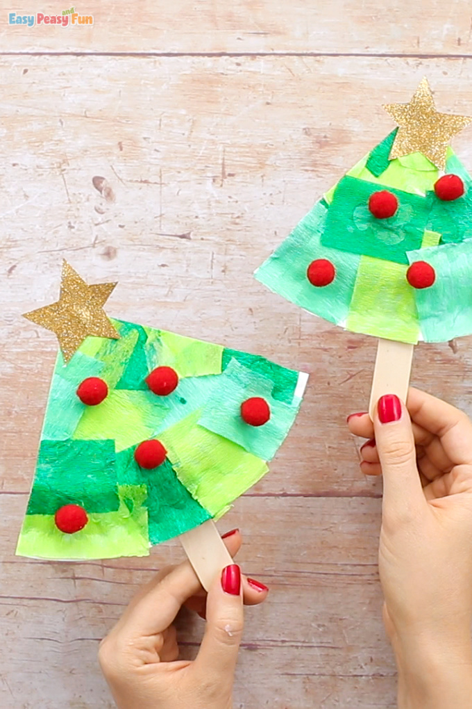 Tissue Paper Christmas Tree Craft