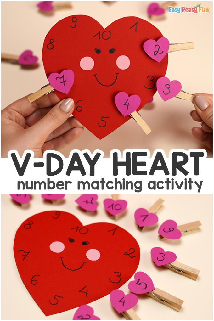Valentines Day Number Matching Activity