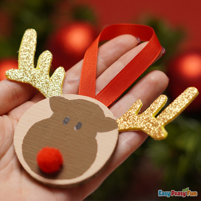 Xmas Reindeer Wooden Slice Ornaments