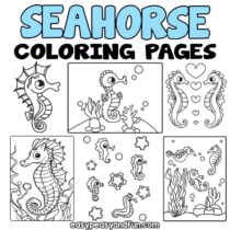Printable Seahorse Coloring Pages – 30 Sheets